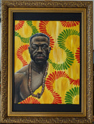 Sky Father - Nyame Original Framed Painting, depicting the supreme Akan sky deity Nyame, encased in a gold ornate shabby chic spoon frame, symbolising cosmic power and creativity