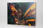 "Aziza Canvas Print on a durable, high-gloss canvas depicting Dahomey African Black Fairies who have butterfly wings